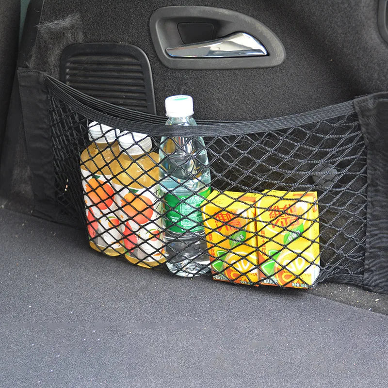 Mesh Pocket Car Seat Back Organizer Trunk Elastic String Net Portable Storage Bag