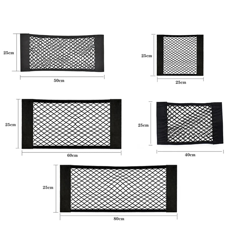 Mesh Pocket Car Seat Back Organizer Trunk Elastic String Net Portable Storage Bag