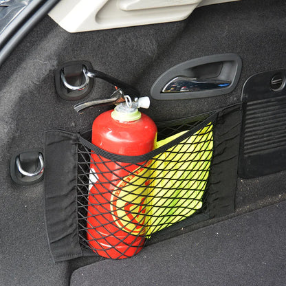 Mesh Pocket Car Seat Back Organizer Trunk Elastic String Net Portable Storage Bag